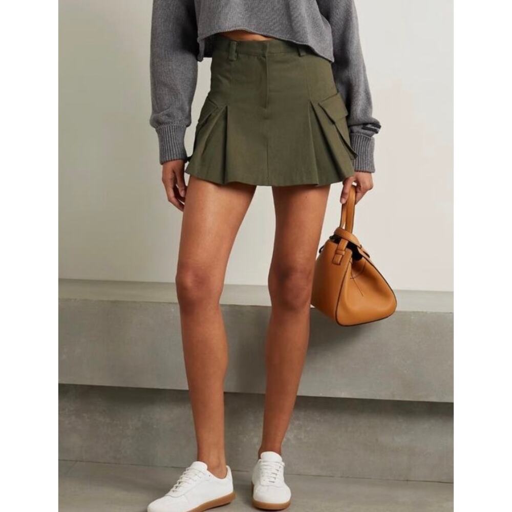 The Frankie Shop Audrey Pleated Pocket Cargo Utility Skirt Medium Cotton Mini